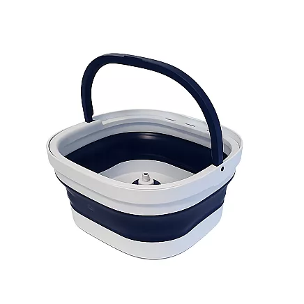 360° flat swivel mop with foldable bucket – 2-pack microfibre rotating bucket