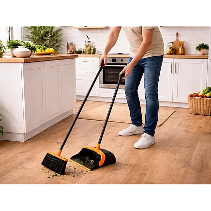 Broom and brush set, dustpan and brush set, 2-in-1 cleaning set