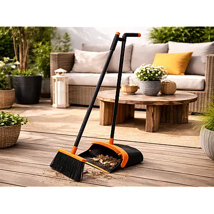 Broom and brush set, dustpan and brush set, 2-in-1 cleaning set