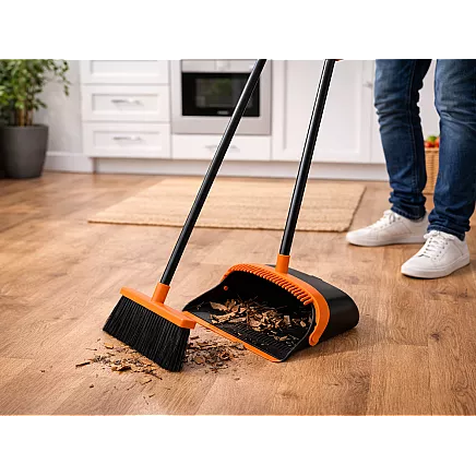 Broom and brush set, dustpan and brush set, 2-in-1 cleaning set
