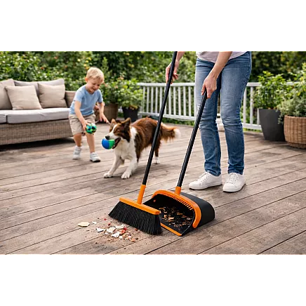 Broom and brush set, dustpan and brush set, 2-in-1 cleaning set