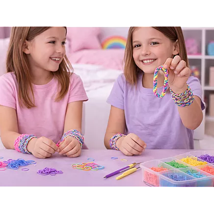 XXL BRACELET-MAKING KIT – 6,800 ELASTIC STRINGS, 22 COLOURS, KROSNO GIFT SET