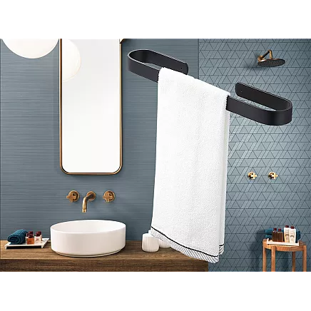 Vannas istabas metāla dvieļu pakaramais, turētājs, Melns