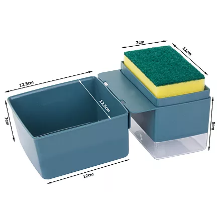 Dish liquid dispenser sponge container drainer