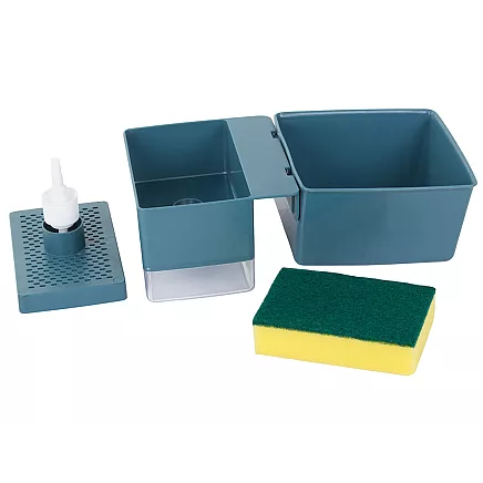 Dish liquid dispenser sponge container drainer