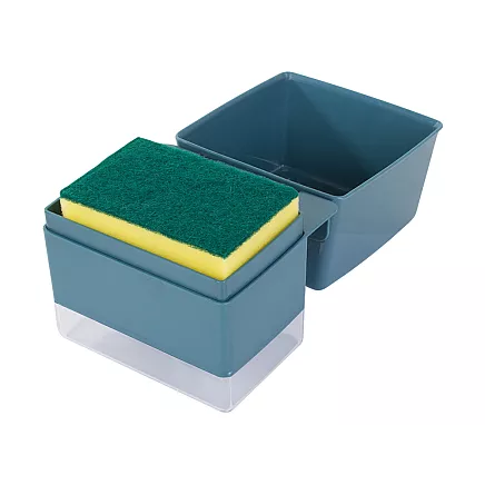 Dish liquid dispenser sponge container drainer