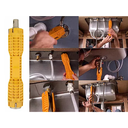 Universāla santehnikas atslēga jaucējkrānu un izlietņu montāžai