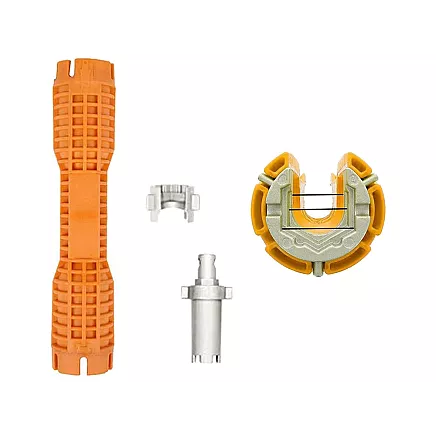 Universāla santehnikas atslēga jaucējkrānu un izlietņu montāžai