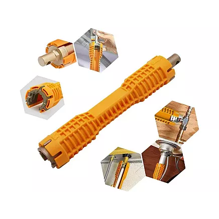 Universāla santehnikas atslēga jaucējkrānu un izlietņu montāžai