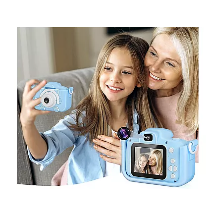 Bērnu Mini Fotoaparāts Digitālā Kamera ar Spēlēm Kaķis, 1080P, Zils