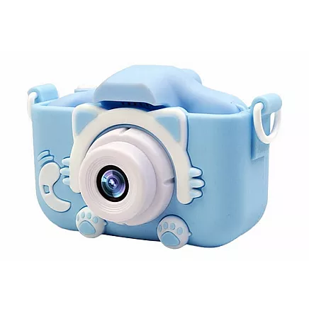 Bērnu Mini Fotoaparāts Digitālā Kamera ar Spēlēm Kaķis, 1080P, Zils
