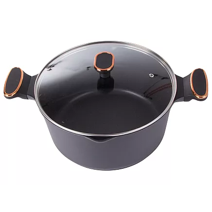 Dziļais katliņš ar vāku un nepiedegošu pārklājumu, 7 l, lietais alumīnijs