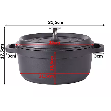 Cepamais katls ar vāku un nepiedegošu pārklājumu, 4 l, lietais alumīnijs