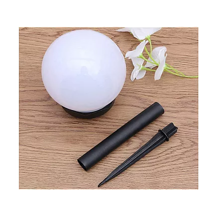 Saules dārza lampa bumba ar spicu, 10 cm, 4 gab., balta