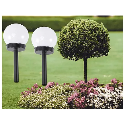 Saules dārza lampa bumba ar spicu, 10 cm, 4 gab., balta