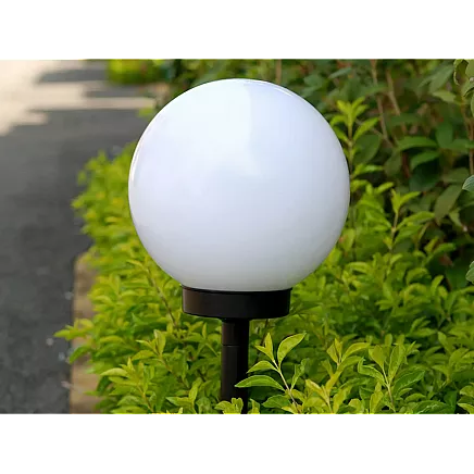 Saules dārza lampa bumba ar spicu, 10 cm, 4 gab., balta