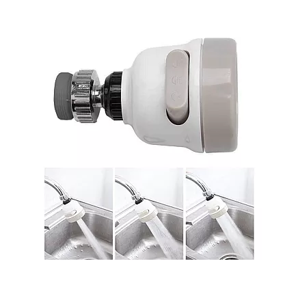 Grozāms jaucējkrāna ūdens aerators ar 3 strūklām, plastmasa, krēmkrāsas