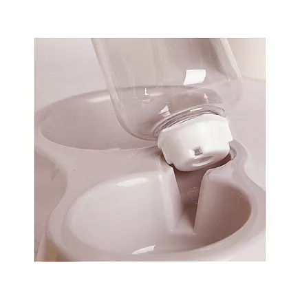 Double water bowl with dispenser for dog cat