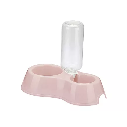 Double water bowl with dispenser for dog cat