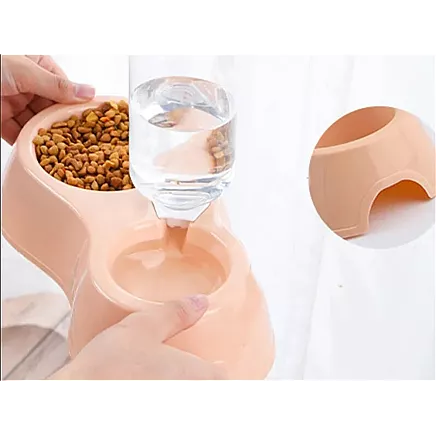 Double water bowl with dispenser for dog cat