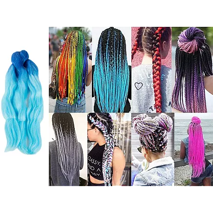 Sintētiskas ombre matu bizītes, zilas