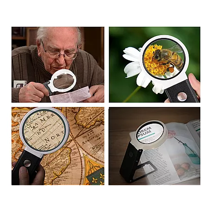 Folding jewellers magnifying glass 10x 25x 6 led 2 uv scale