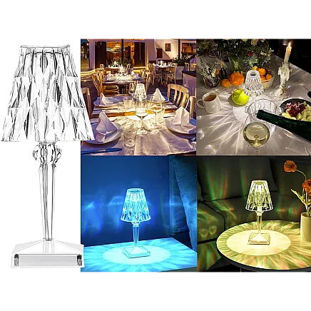 Table lamp led crystal rgb usb remote control