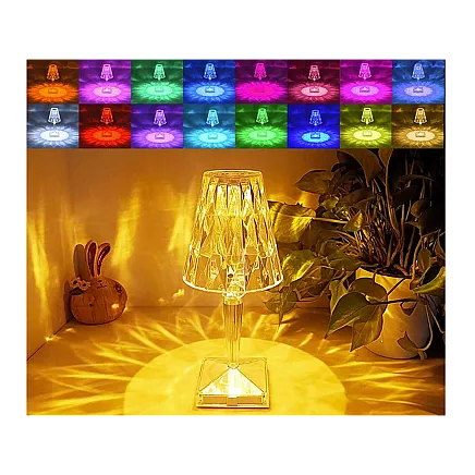 Table lamp led crystal rgb usb remote control