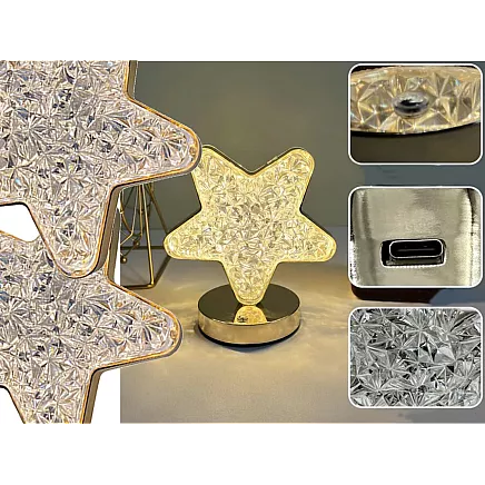Table star night light crystal led rgb usb