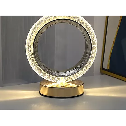 Galda nakts lampa ar LED RGB kristāla gredzenu, USB, akumulators