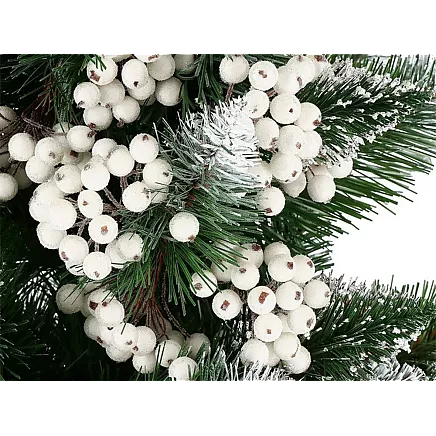 Ziemassvētku Dekors Rotājumi Sarmots Baltais Pīlādzis, 5 Pušķi, 200 Bumbiņas, Sala...