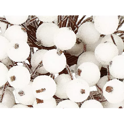 Ziemassvētku Dekors Rotājumi Sarmots Baltais Pīlādzis, 5 Pušķi, 200 Bumbiņas, Sala...