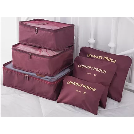 Ceļojumu organizatori koferim, 6 gab. komplekts, bordo