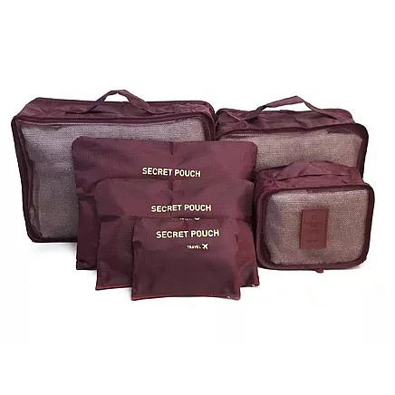 Ceļojumu organizatori koferim, 6 gab. komplekts, bordo