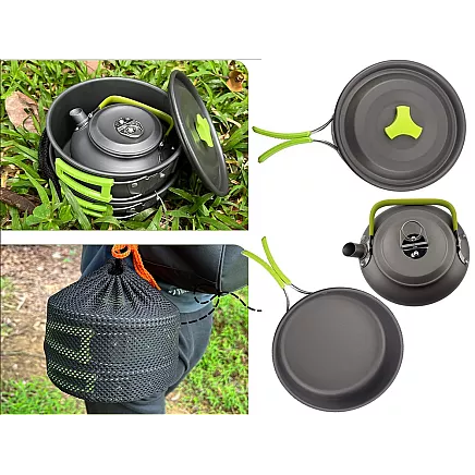 Camping cookware set kemping kettle frying pan 18in1