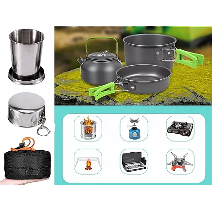 Camping cookware set kemping kettle frying pan 18in1