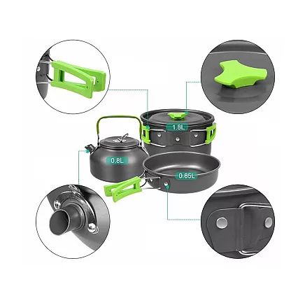 Camping cookware set kemping kettle frying pan 18in1