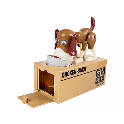 Piggy bank dog eats coins interactive vending machine safe deposit box large