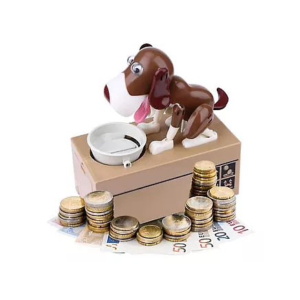 Piggy bank dog eats coins interactive vending machine safe deposit box large