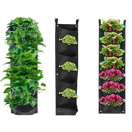 Vertikāla karājamā filca soma ar 7 kabatām