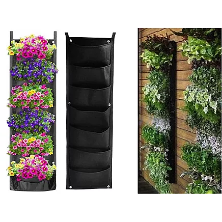 Vertikāla karājamā filca soma ar 7 kabatām