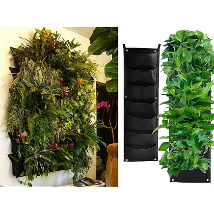 Vertikāla karājamā filca soma ar 7 kabatām