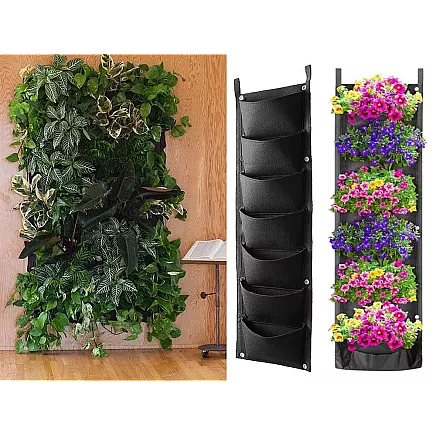 Vertikāla karājamā filca soma ar 7 kabatām