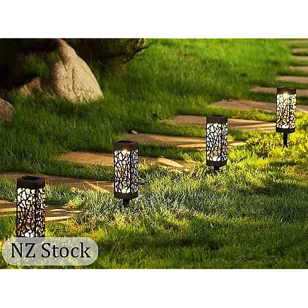 Garden lamp solar decorative set of 4 pieces dusk sensor