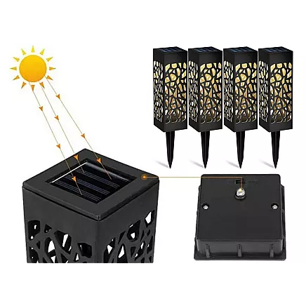 Garden lamp solar decorative set of 4 pieces dusk sensor