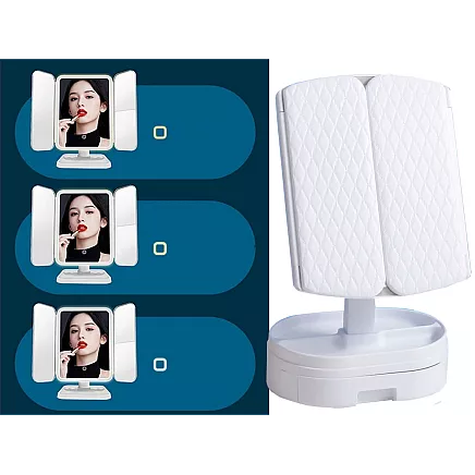 Grima spogulis ar LED apgaismojumu un palielinājumu 2X, 3X