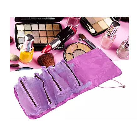 Toiletries travel roll functional 4 in 1 zipper for cosmetics