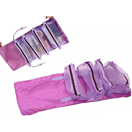 Toiletries travel roll functional 4 in 1 zipper for cosmetics