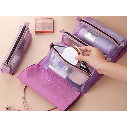 Toiletries travel roll functional 4 in 1 zipper for cosmetics
