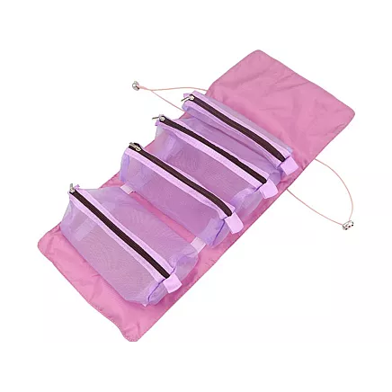 Toiletries travel roll functional 4 in 1 zipper for cosmetics
